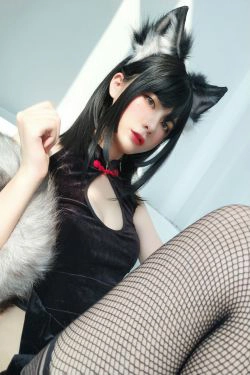 萌妹子眼酱大魔王w 黑丝旗袍(34P)-猫女,网袜
