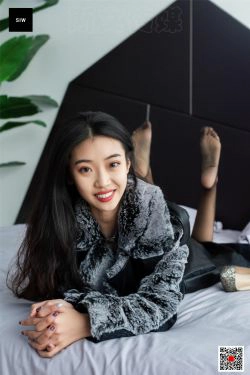[斯文传媒SIW]  蓉儿 翻毛领拼色毛呢仿皮华贵长款大衣(63P)-美腿,黑丝,美脚