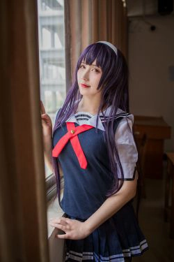 [COS福利] 动漫博主九曲Jean - 霞之丘诗羽夏季校服(40P)-校服,黑丝,COS