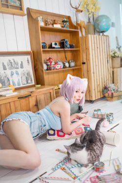 [网红COSER] 大眼萌妹黑猫猫OvO - 养猫小课堂(35P)-COS