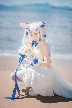 [网红COSER] 可爱人气Coser面饼仙儿 - 拉菲婚纱(14P)-COS