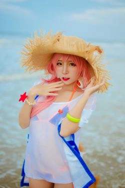 [COS福利] 人气Coser二佐Nisa - 玉藻前(30P)-海边,COS