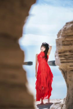 [喵糖映画] VOL.372 海边红裙(25P)-长裙,海边