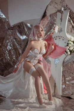 [福利COS] 人气Coser二佐Nisa - fate玛修婚纱(40P)-COS