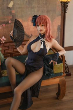 [福利COS] 萌系小姐姐蜜汁猫裘 - 黑太子旗袍(40P)-旗袍