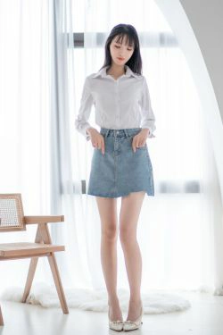 [福利COS] 清纯妹子西瓜 - 衬衫牛仔裙(61P)-衬衫,牛仔