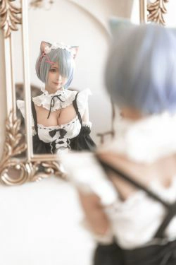 [福利COS] 动漫博主蠢沫沫 - 猫耳雷姆(33P)-女仆,COS